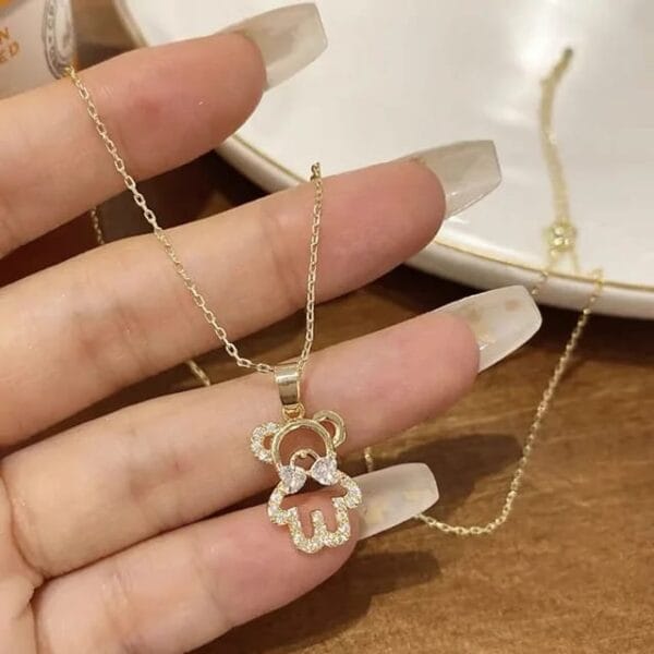 Cute Bowtie Little Bear Necklace