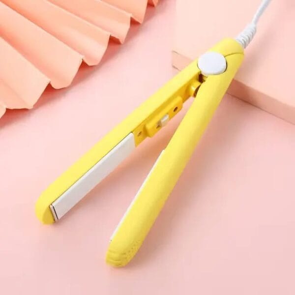 Best 2025 Mini Hair Curler Werdeny Ceramic 2-in-1 Hair Curler and Straightener Yellow