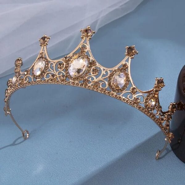 Bridal Princess Austrian Crystal Tiara Crown - Wedding Hair Accessory Gold