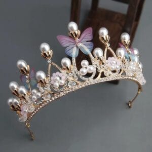 Butterfly Pearl Crystal Princess Crown | হিজাব ক্রাউন ও হেয়ার ব্যান্ড