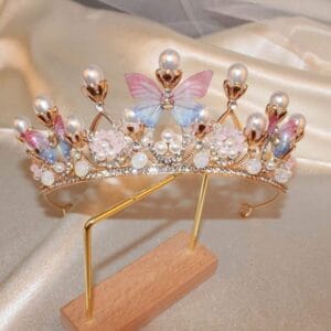 Butterfly Pearl Crystal Princess Crown | হিজাব ক্রাউন ও হেয়ার ব্যান্ড