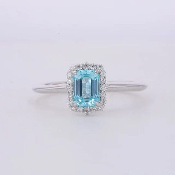 Diamond Cut Ring Sky Color স্কাই ব্লু রঙের ফ্যাশন