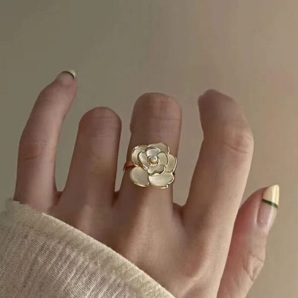 Drop Flower finger Ring Pearl পার্ল স্টাইল