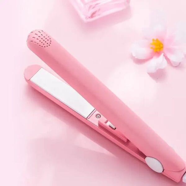 Hair Curler and Straightener color Pink Werdeny Ceramic 2-in-1 Best 2025 Mini Hair Curler