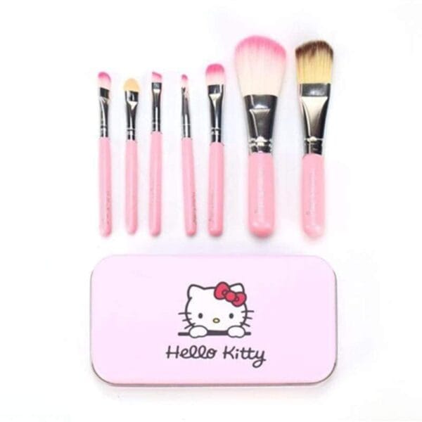 Hello Kitty Mini Makeup Grooming Brush Set 7 in 1 – কমপ্যাক্ট এবং স্টাইলিশ মেকআপ ব্রাশ কম্বো