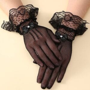 Lace Fishnet Wedding Bridal Gloves for Women's ইলাস্টিক ফিশিং নেট লেস গ্লাভস