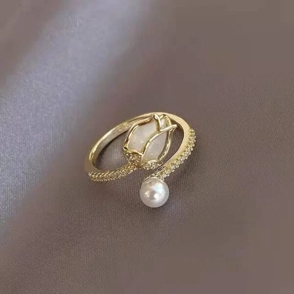 Luxury Pink Opal Flower Ring লাক্সারি পিঙ্ক ওপাল ফ্লাওয়ার রিং