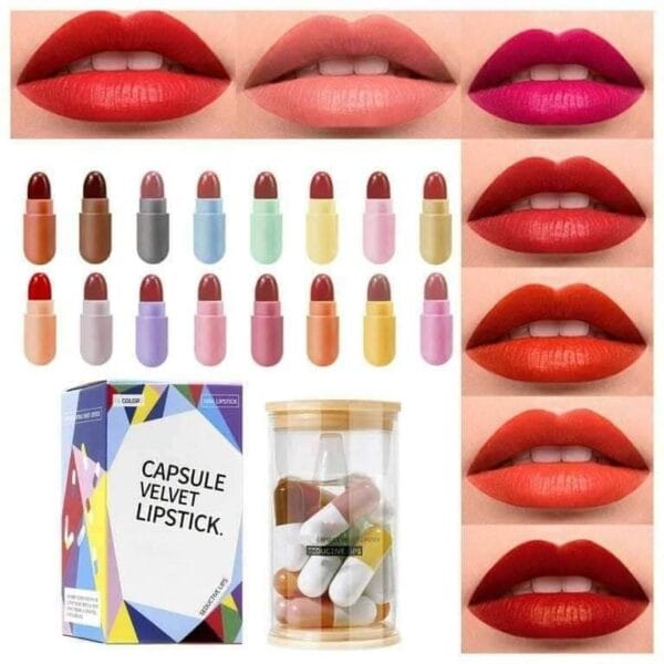 Mini Capsule Lipstick 16 Pcs – পোর্টেবল এবং দীর্ঘস্থায়ী লিপস্টিক কালেকশন
