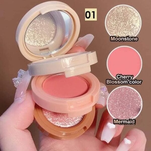 Best 3 in 1 Miss Lara Blush and Highlighter Palette shade 01– মেকআপের জন্য নিখুঁত সমাধান