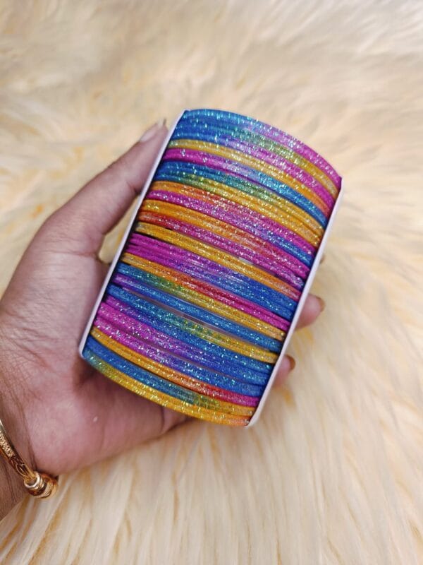 Rainbow velvet kacher churi For Women রেইনবো ভেলভেট কাঁচের চুড়ি