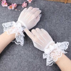 Lace Fishnet Wedding Bridal Gloves for Women's ইলাস্টিক ফিশিং নেট লেস গ্লাভস