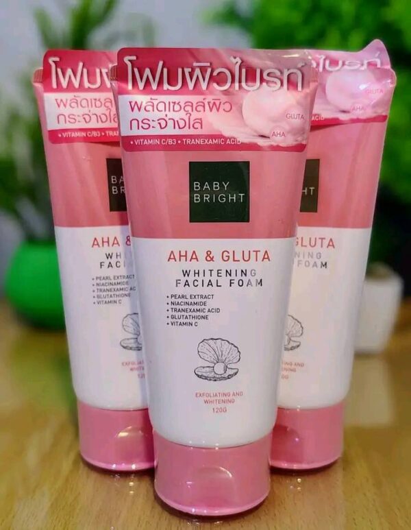AHA & Gluta Whitening Facial Foam 120g Baby Bright | ফেসওয়াশেই উজ্জ্বল, ক্লিন ও স্মুথ স্কিন