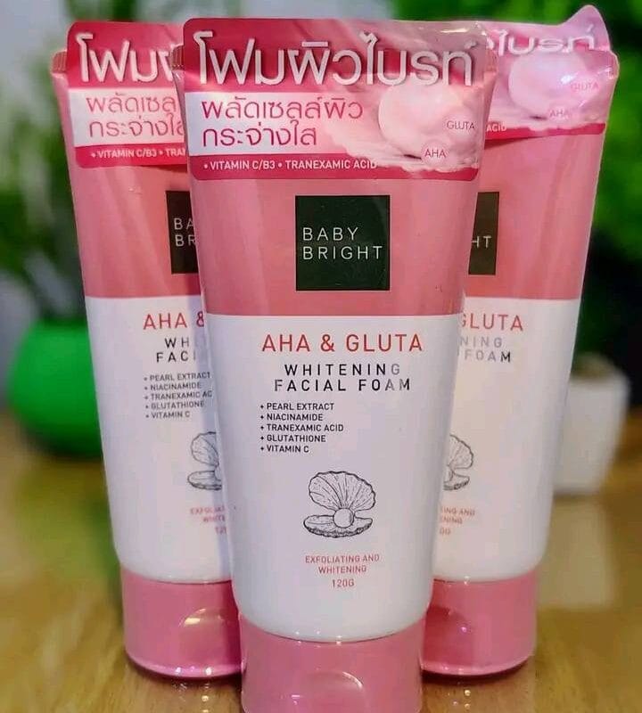 AHA & Gluta Whitening Facial Foam 120g Baby Bright | ফেসওয়াশেই উজ্জ্বল, ক্লিন ও স্মুথ স্কিন
