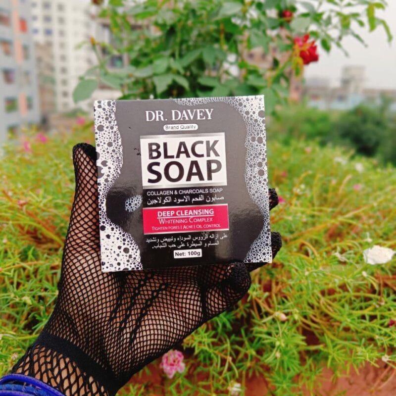 DR. DAVEY Black Soap Collagen and Charcoal Soap for Rosacea, Acne, and Sensitive Skin 100g
