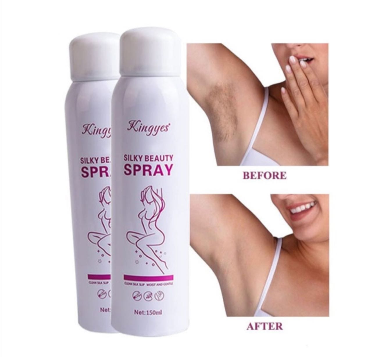 Kingyes Silky Beauty Painless Hair Removal Spray For Men & Women 150ML - Hair Removal Kingyes Silky Beauty Painless Hair Removal Spray For Men & Women 150ML - Hair Removal