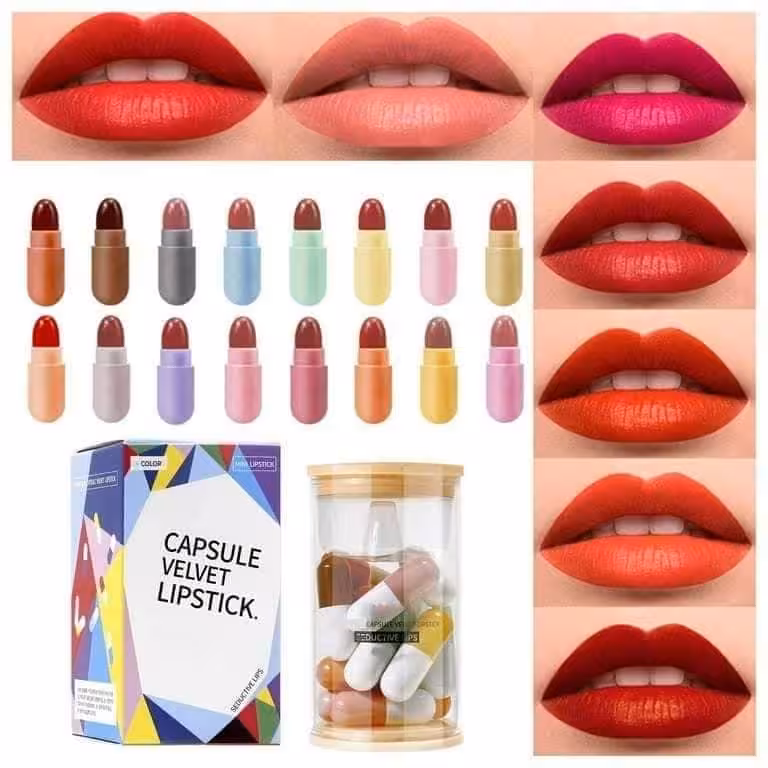 Best Mini Capsule Lipstick 16 Pcs – পোর্টেবল এবং দীর্ঘস্থায়ী লিপস্টিক কালেকশন